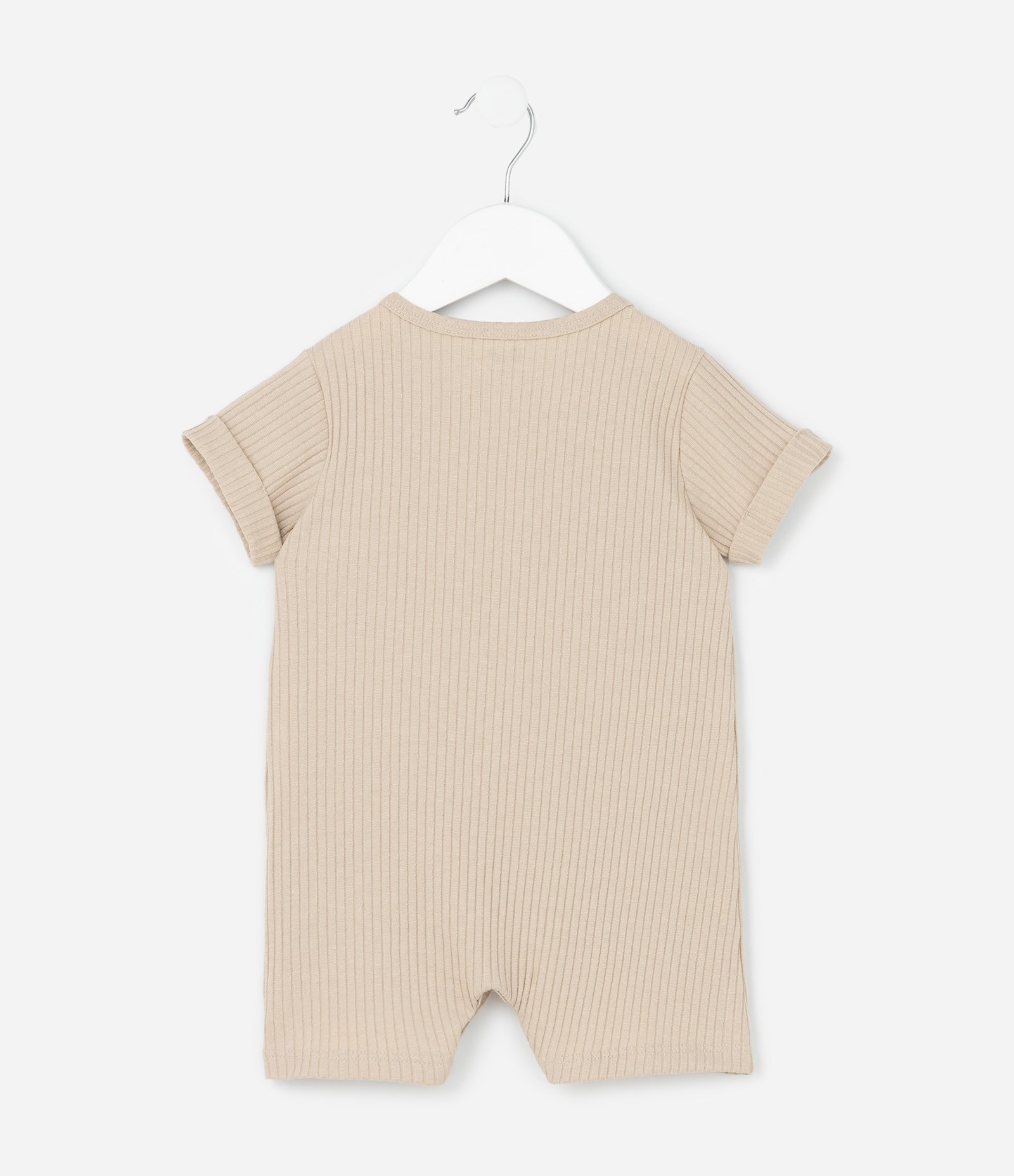 Macaquinho Infantil Canelado com Bolsinho - Tam 0 a 24 meses Marrom 3