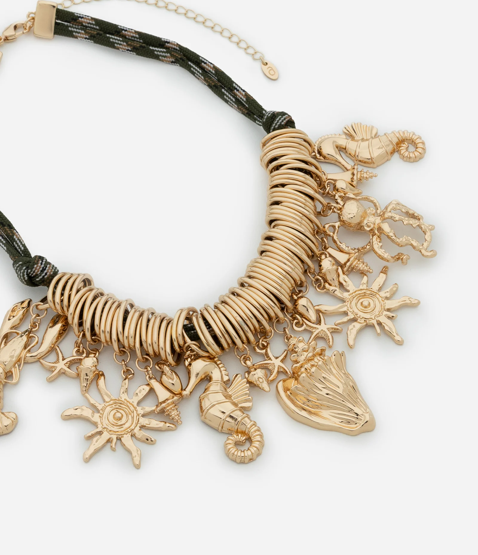 Maxi Colar Corrente com Pingentes Fundo do Mar Dourado/Verde 2