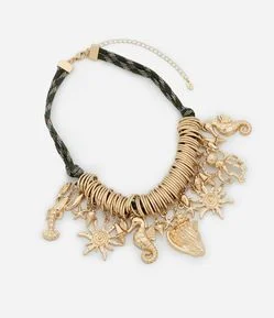 Maxi Colar Corrente com Pingentes Fundo do Mar