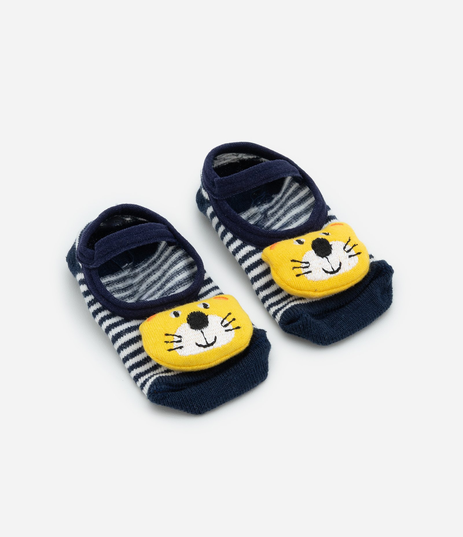 Meia Sapatilha Infantil com Bordado de Tigrinho - Tam 0 a 12 meses Azul 1