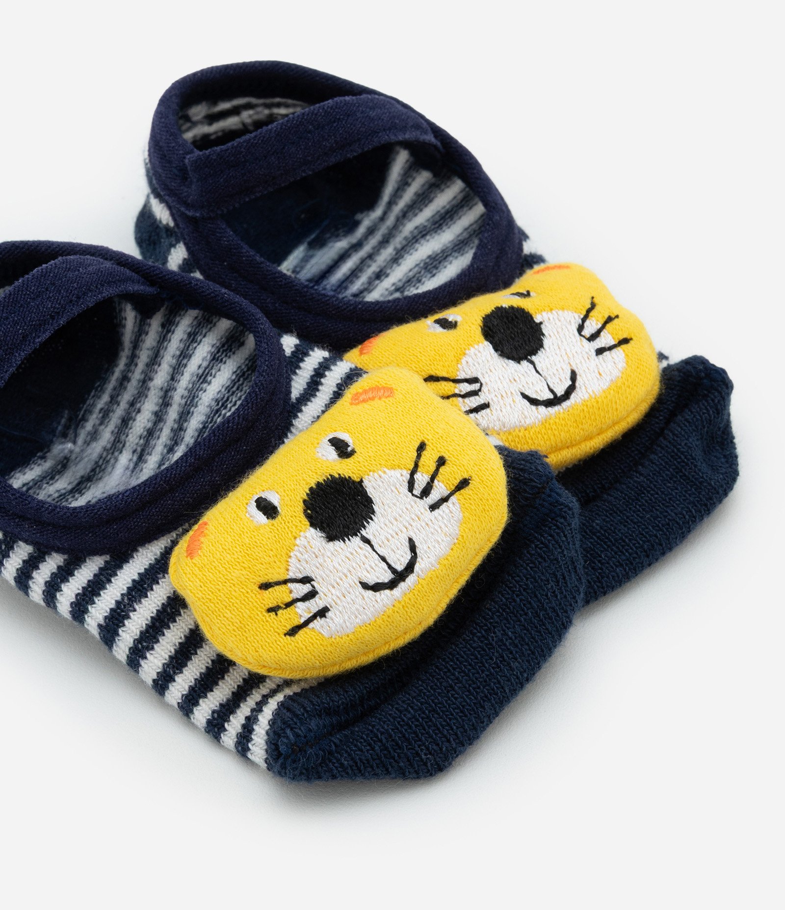 Meia Sapatilha Infantil com Bordado de Tigrinho - Tam 0 a 12 meses Azul 3