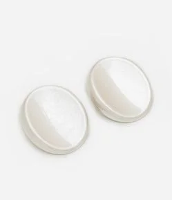 Brinco Botão Oval em Prata Escovado