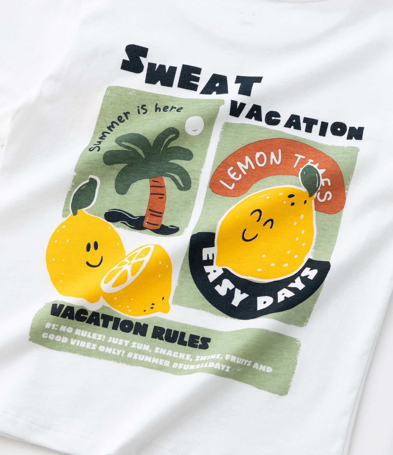 Conjunto Infantil Curto com Estampa de Limão e Xadrez Vichy - Tam 1 a 6 Anos Branco/Preto 9