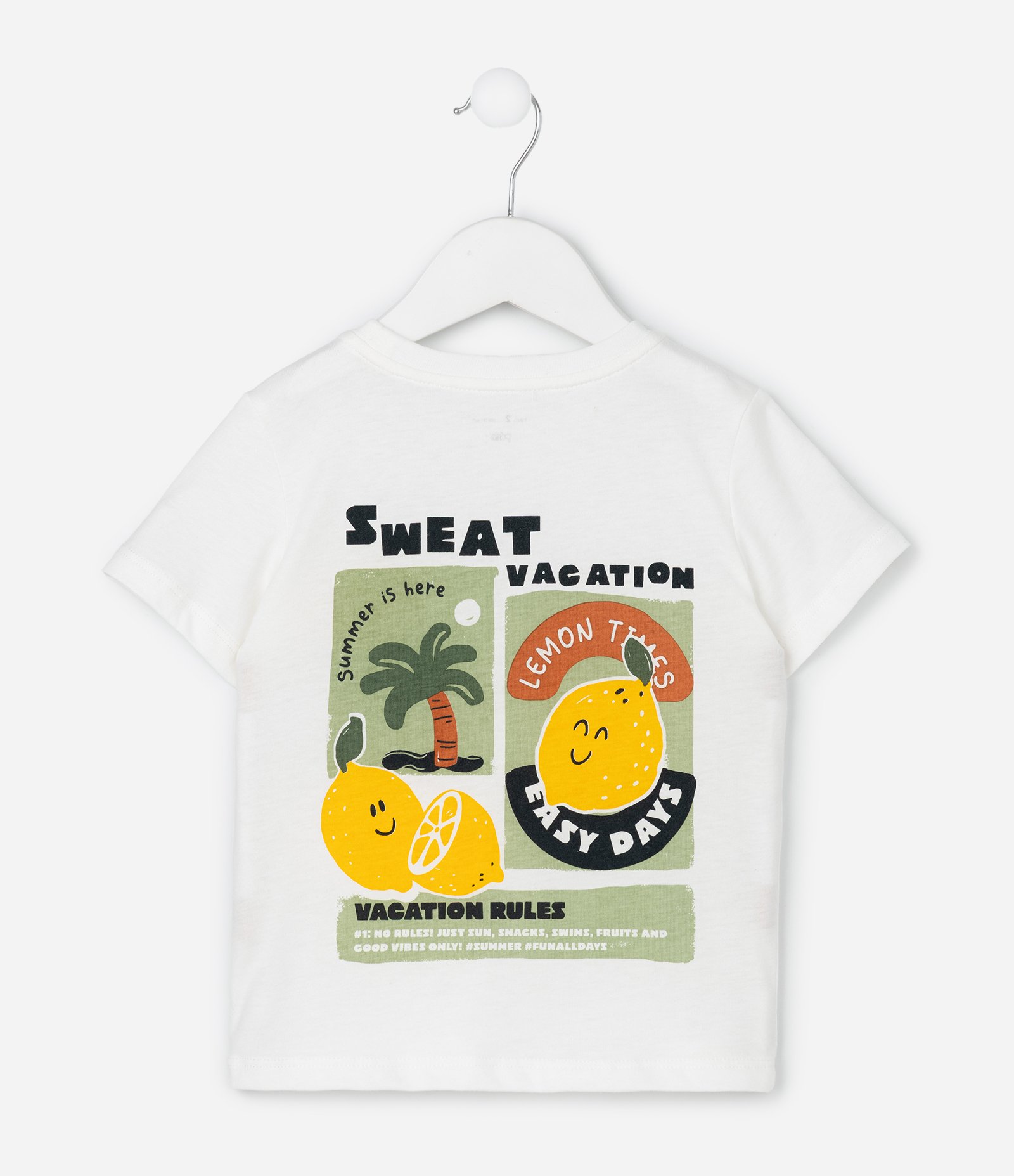 Conjunto Infantil Curto com Estampa de Limão e Xadrez Vichy - Tam 1 a 6 Anos Branco/Preto 3