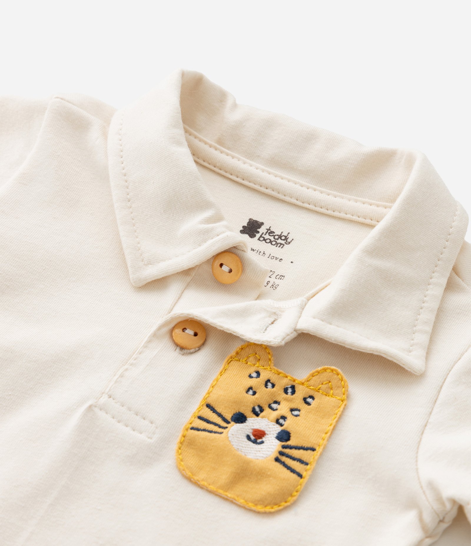 Conjunto Body e Bermuda em Cotton Estampa Bichinhos - Tam  0 a 18 meses Bege/Azul 12