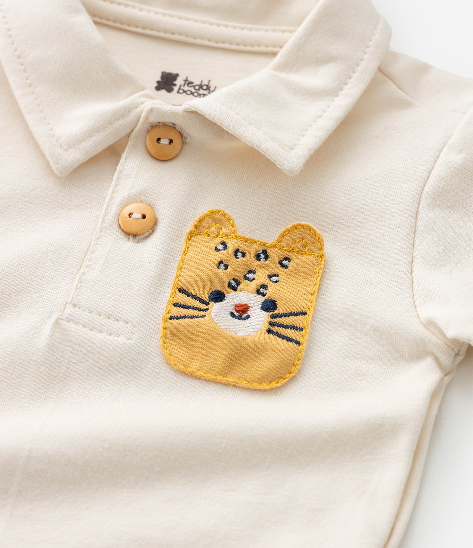 Conjunto Body e Bermuda em Cotton Estampa Bichinhos - Tam  0 a 18 meses Bege/Azul 13