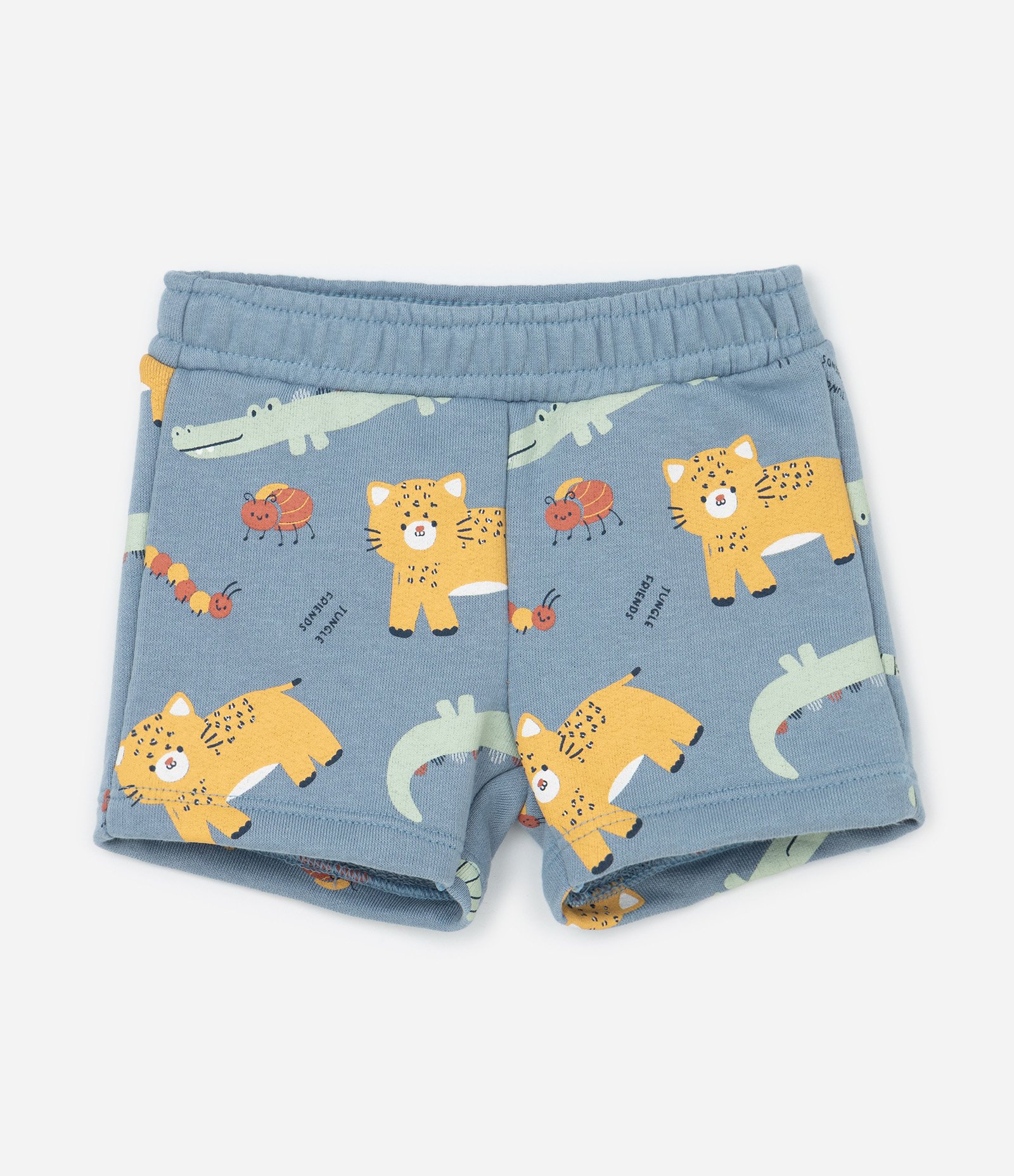 Conjunto Body e Bermuda em Cotton Estampa Bichinhos - Tam  0 a 18 meses Bege/Azul 5