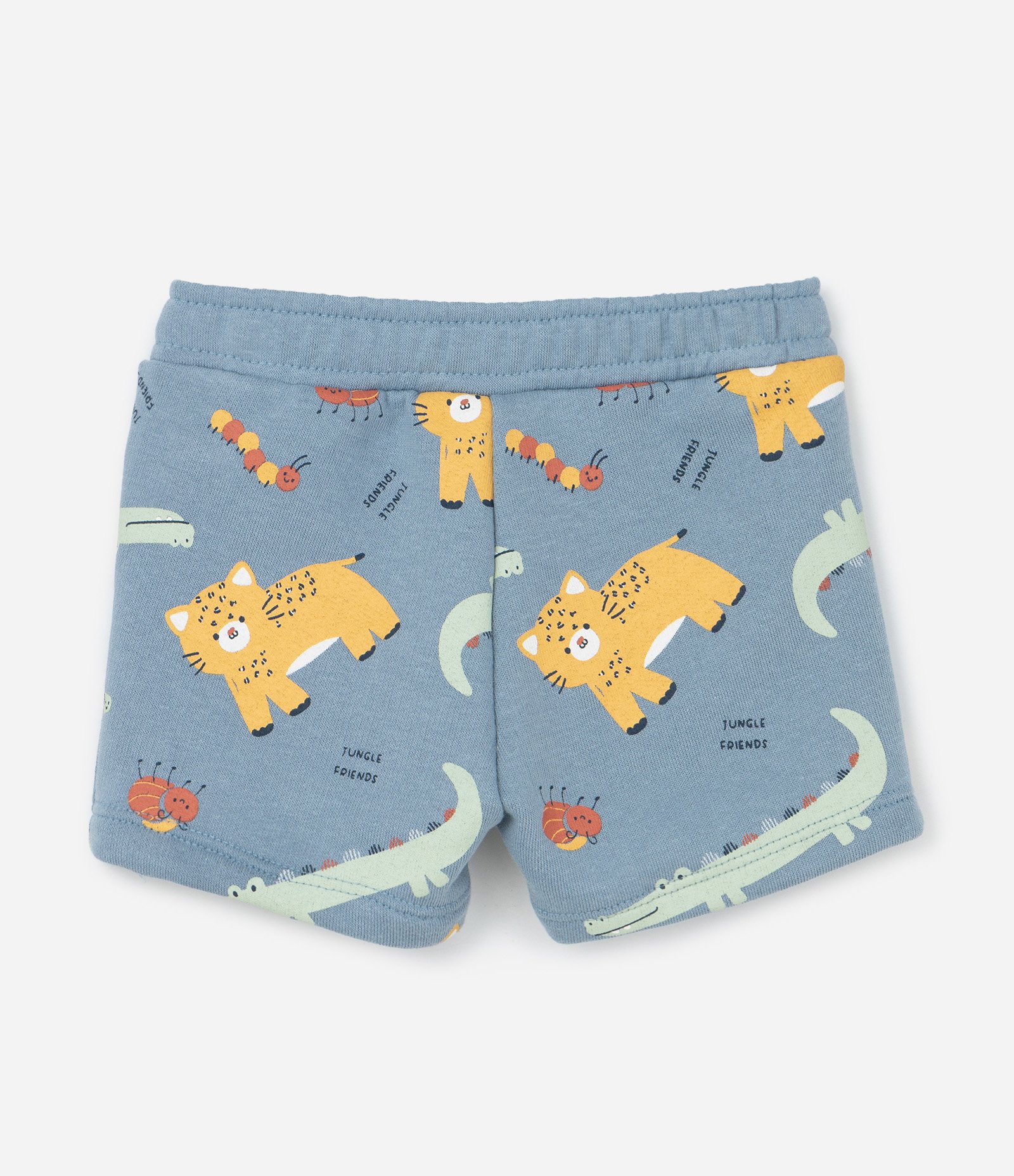 Conjunto Body e Bermuda em Cotton Estampa Bichinhos - Tam  0 a 18 meses Bege/Azul 6