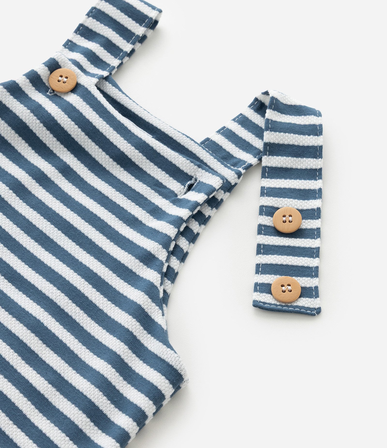 Jardineira Infantil com Estampa de Listras e Texturizada - Tam  0 a 18 Meses Azul 5