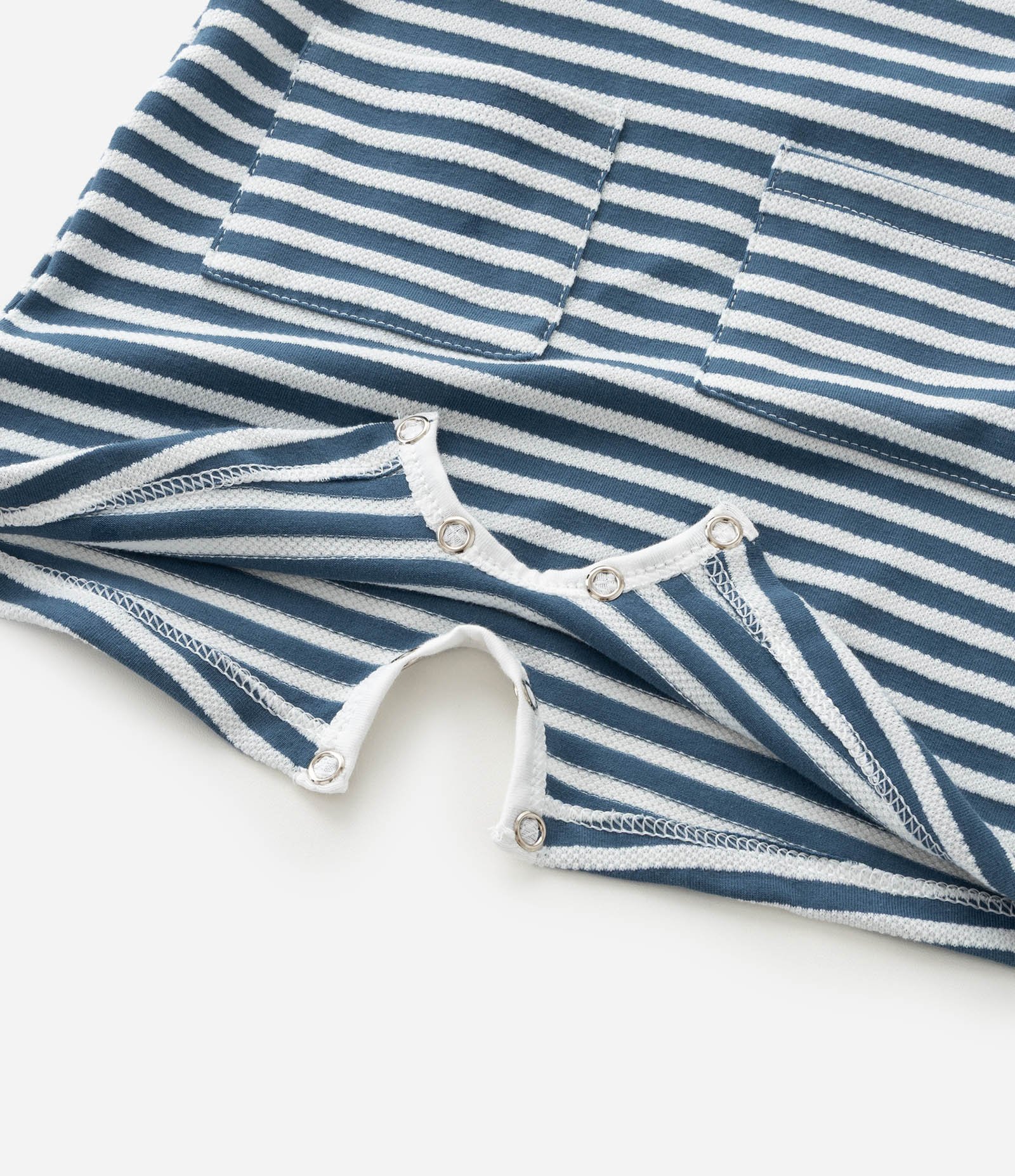 Jardineira Infantil com Estampa de Listras e Texturizada - Tam  0 a 18 Meses Azul 6