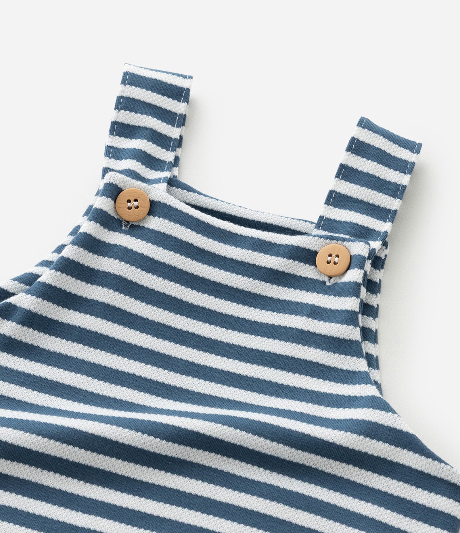 Jardineira Infantil com Estampa de Listras e Texturizada - Tam  0 a 18 Meses Azul 8