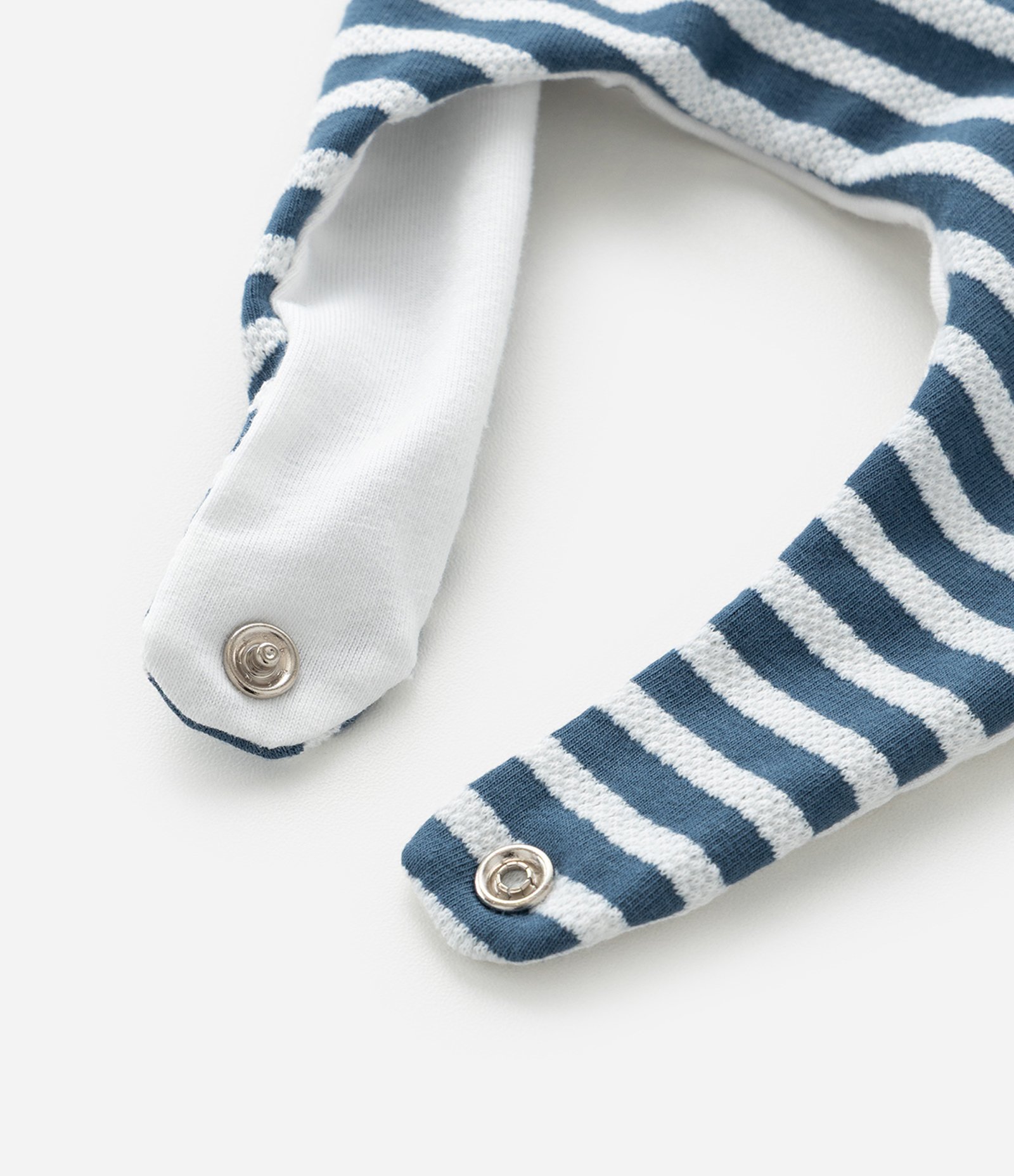 Conjunto Body Bermuda e Babador em Cotton Estampa de Listras - Tam 0 a 18 Meses Branco/Azul 10