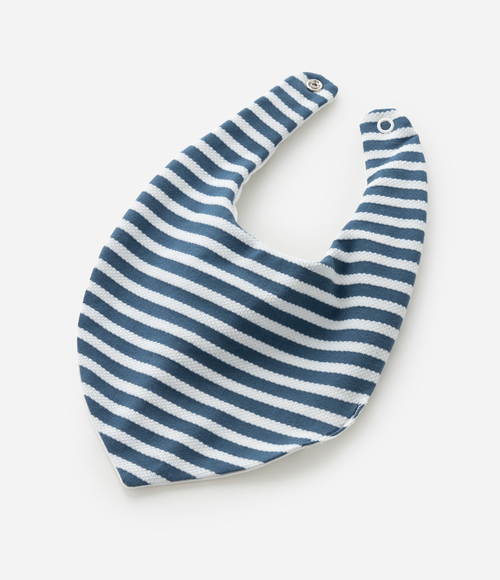 Conjunto Body Bermuda e Babador em Cotton Estampa de Listras - Tam 0 a 18 Meses Branco/Azul 14