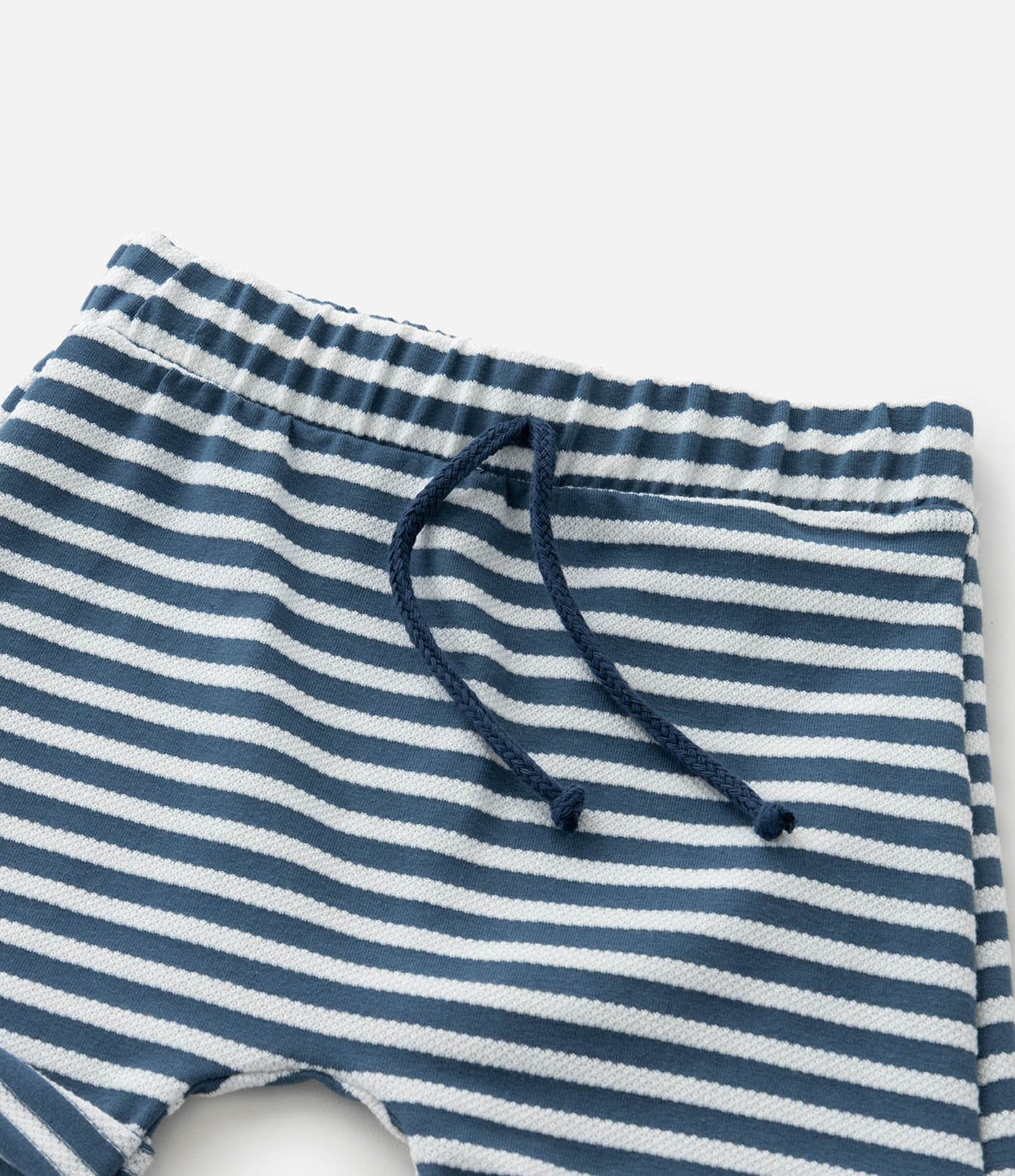 Conjunto Body Bermuda e Babador em Cotton Estampa de Listras - Tam 0 a 18 Meses Branco/Azul 8