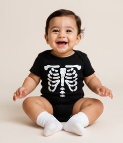 Body Infantil com Estampa Esqueletinho - Tam 0 a 18 meses