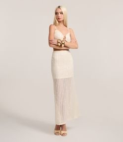 Saia New Midi em Tricô com Paetês