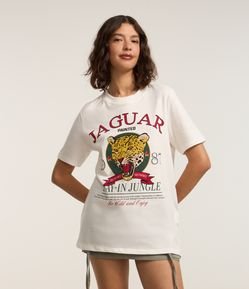 Camiseta Alongada em Algodão com Estamoa Jaguar