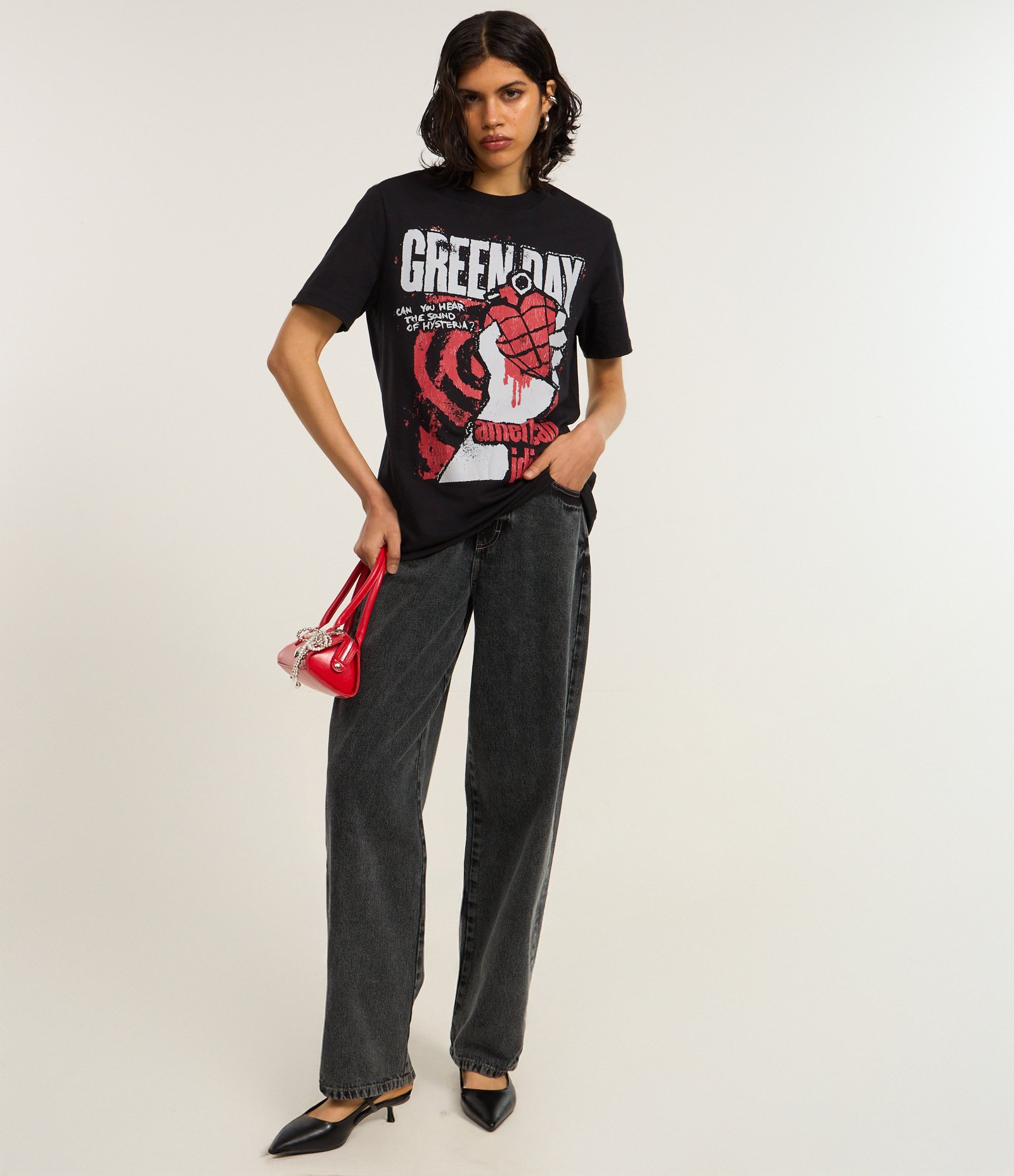 Camiseta em Algodão com Estampa Green Day Preto 2