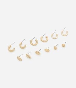 Kit 06 Argolas em Metal com Formas e Texturas Diferentes