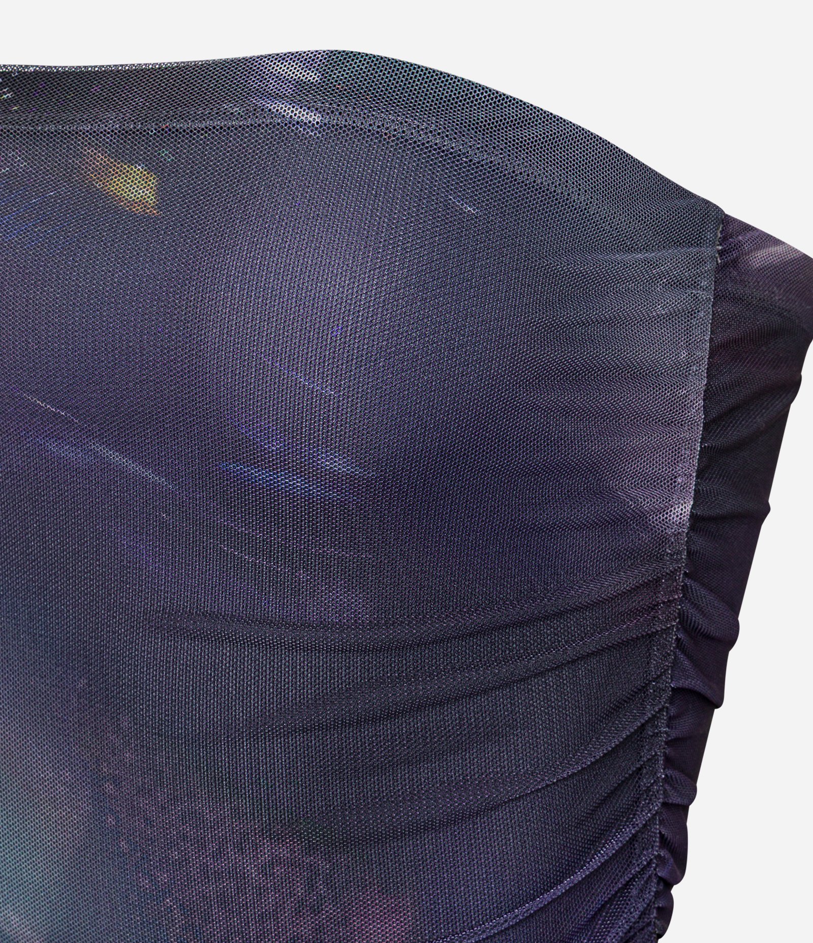 Vestido sem Manga em Tule com Estampa Abstrata Roxo 7