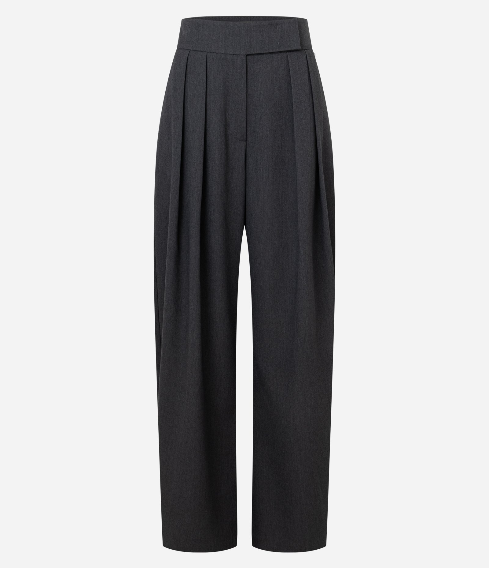 Calça Reta Alfaitada com Pregas e Transpasse no Cós Cinza 6