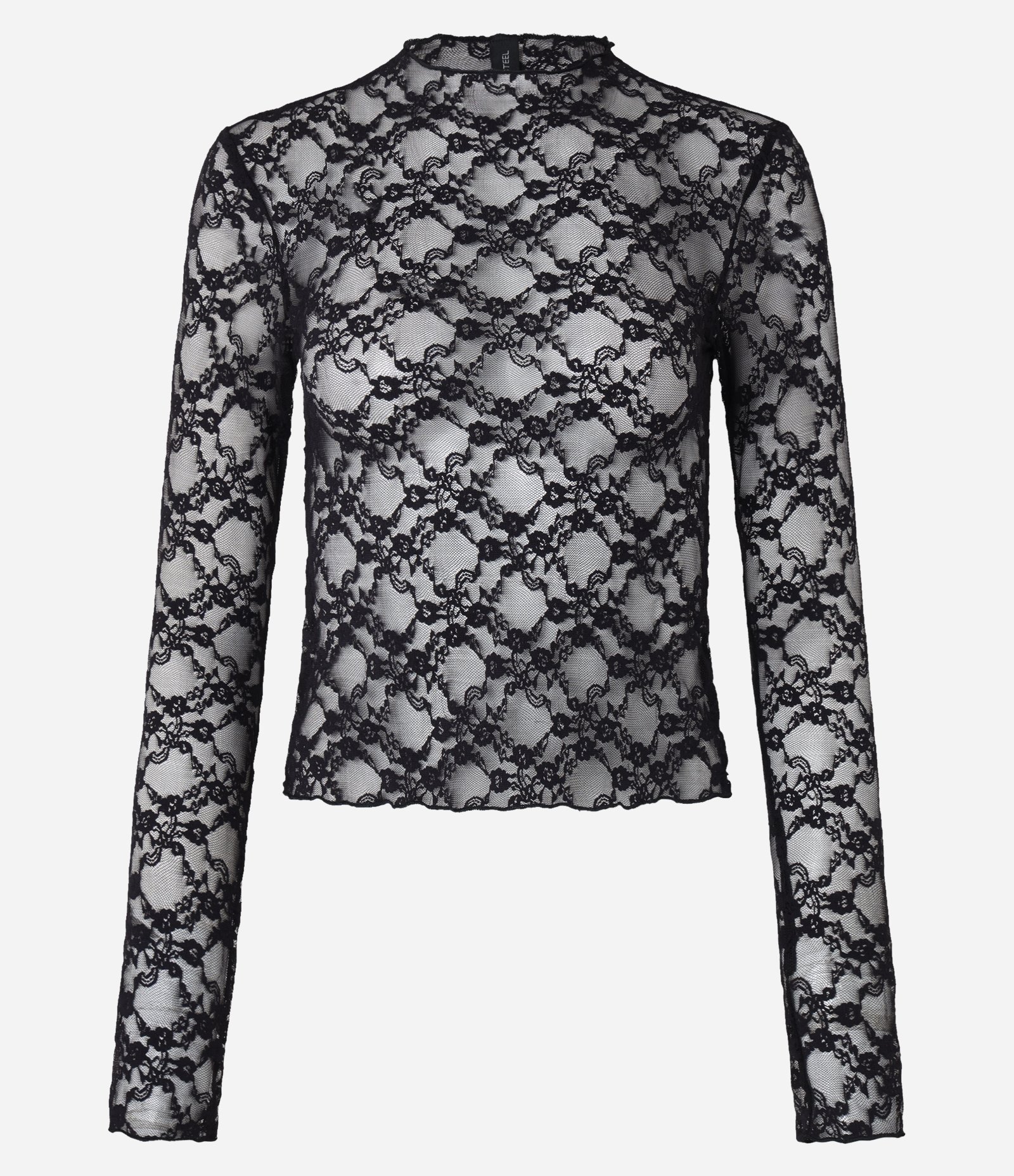 Blusa em Renda Texturizada com Golinha Alta Preto 4