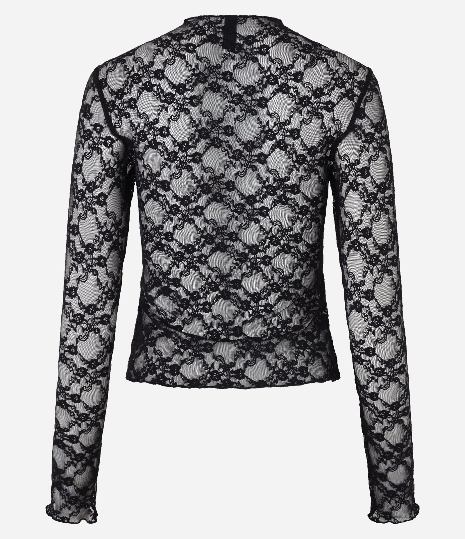 Blusa em Renda Texturizada com Golinha Alta Preto 6