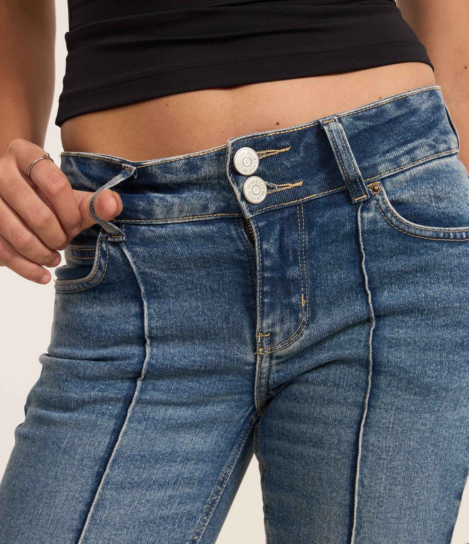 Calça Bootcut em Jeans com Nervuras Médio 4