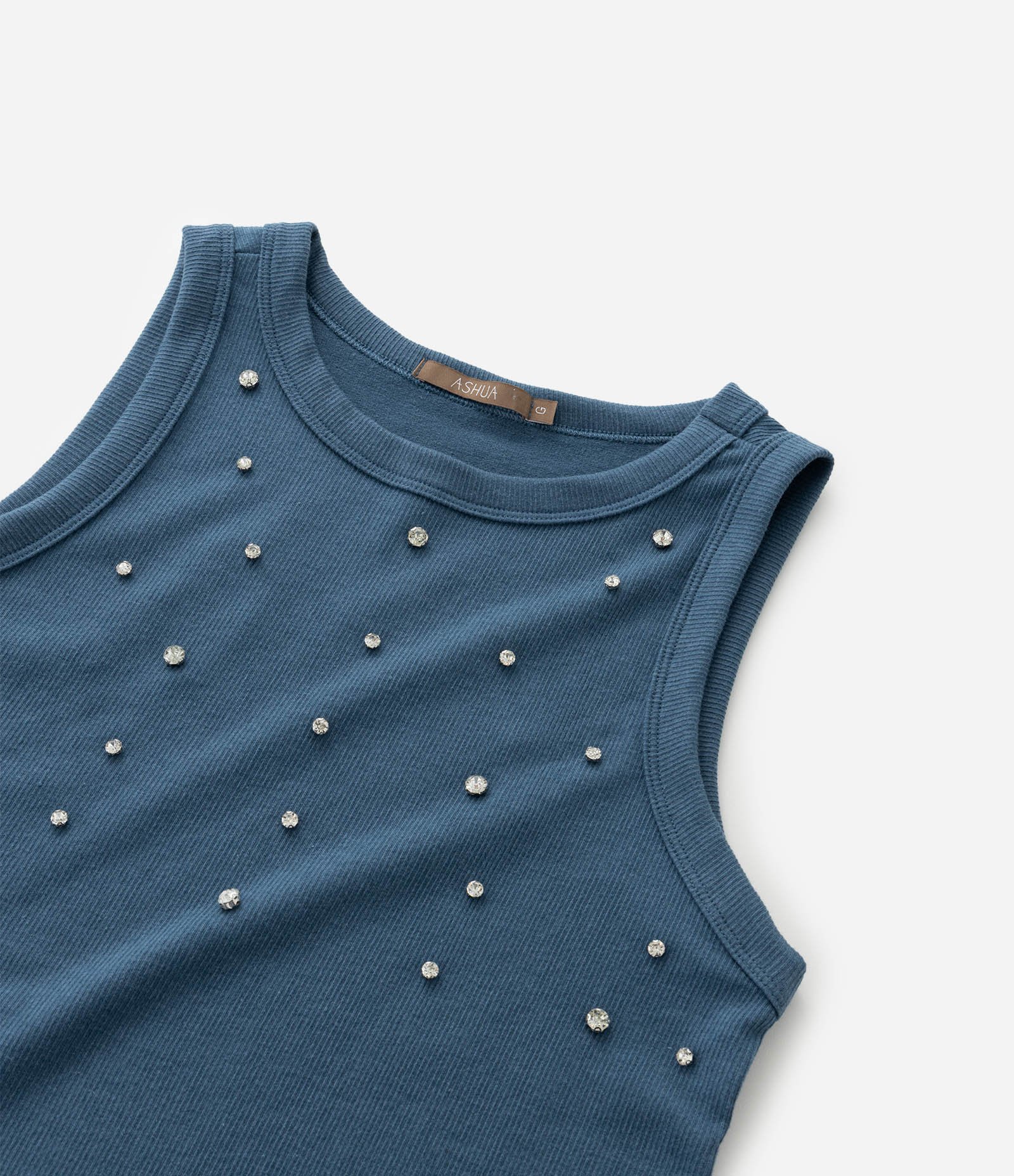 Regata em Ribana com Brilhos Curve & Plus Size Azul 9