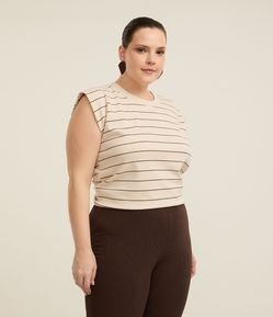 Blusa Regata em Ribana com Listras Curve & Plus Size