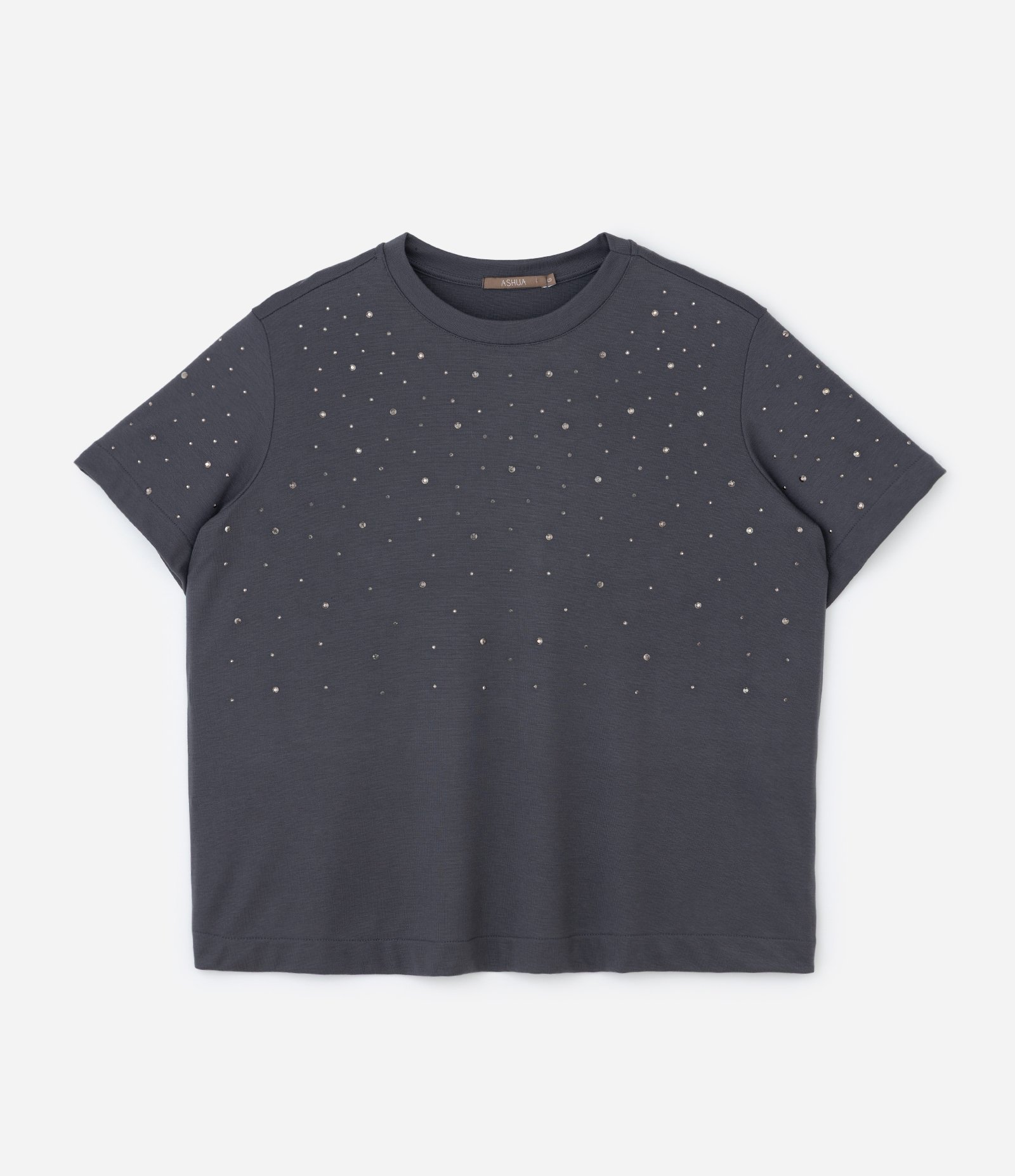 Camiseta com Brilhos Salpicados Curve & Plus Size Cinza 4