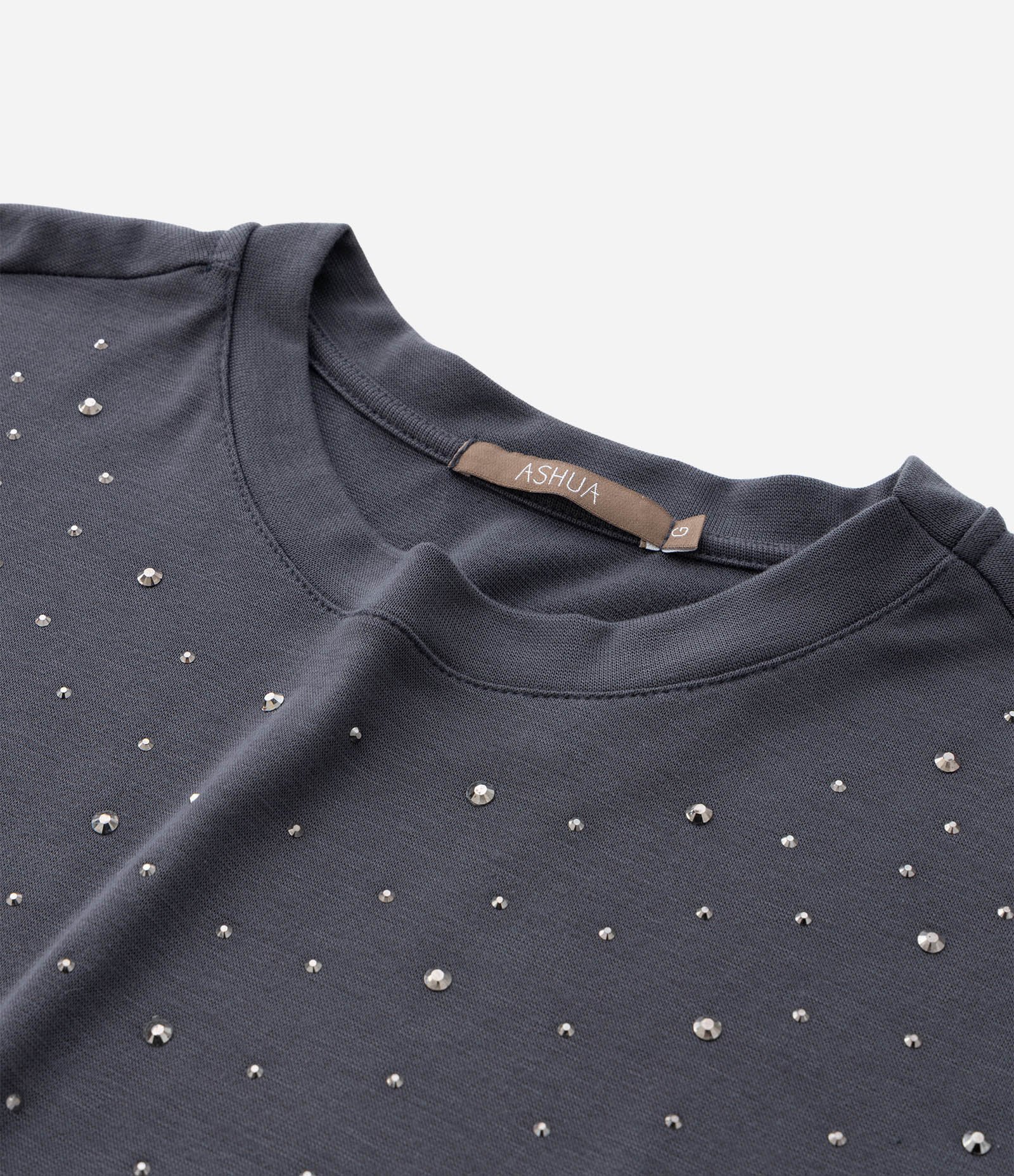 Camiseta com Brilhos Salpicados Curve & Plus Size Cinza 7