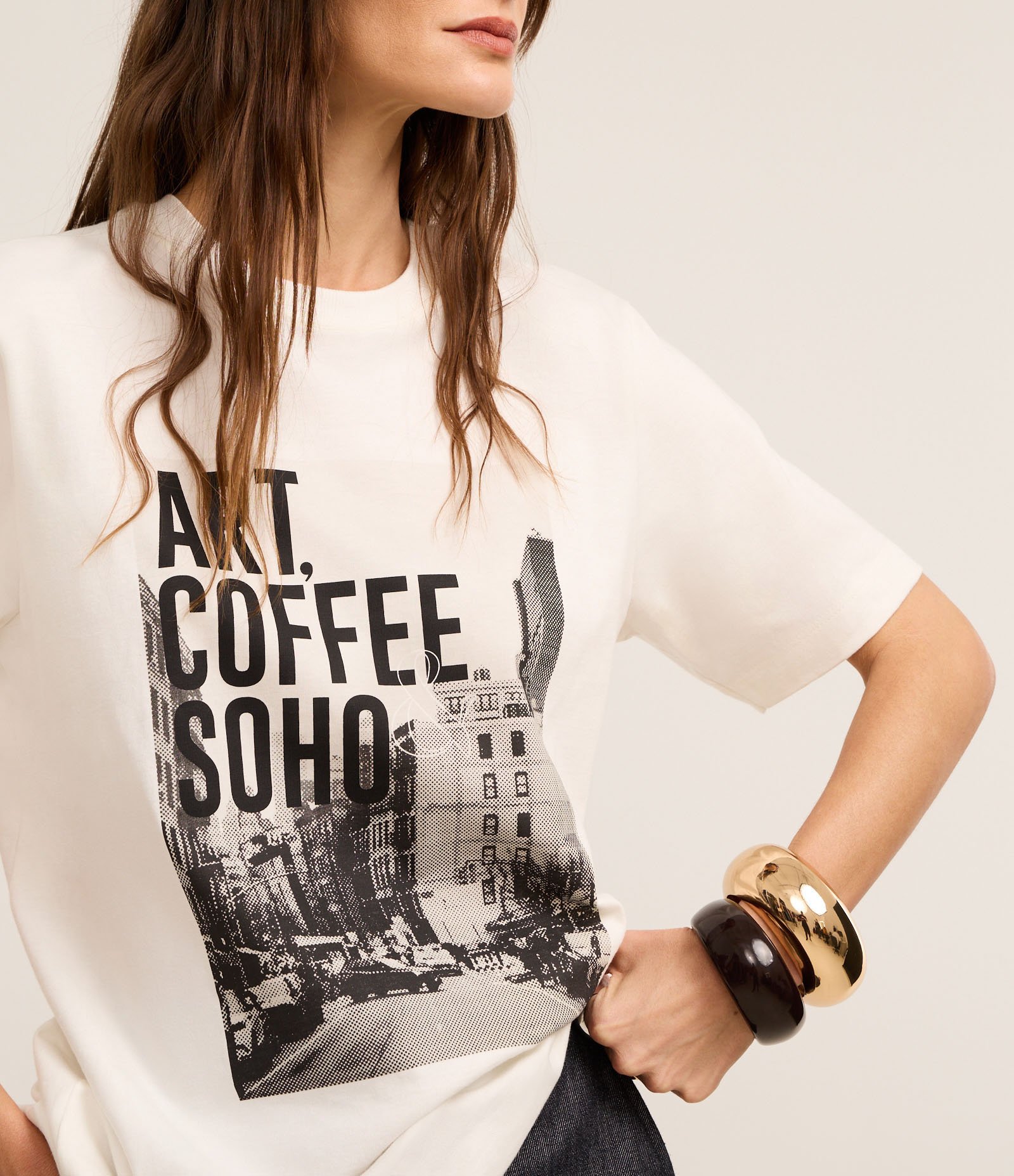 Camiseta em Algodão com Estampa Art Coffee Soho Branco 3
