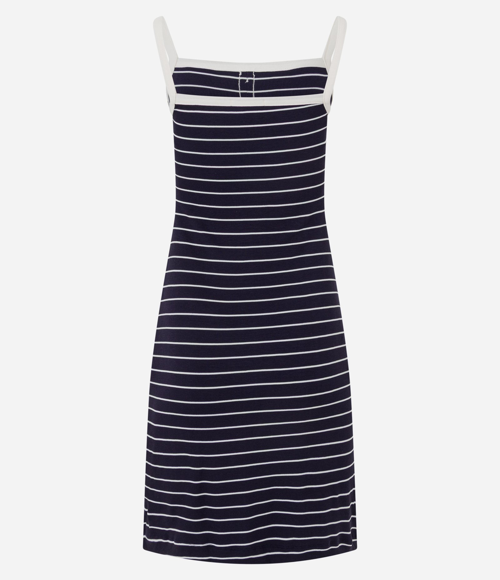 Vestido Curto em Ribana Listrada com Botões Azul 7