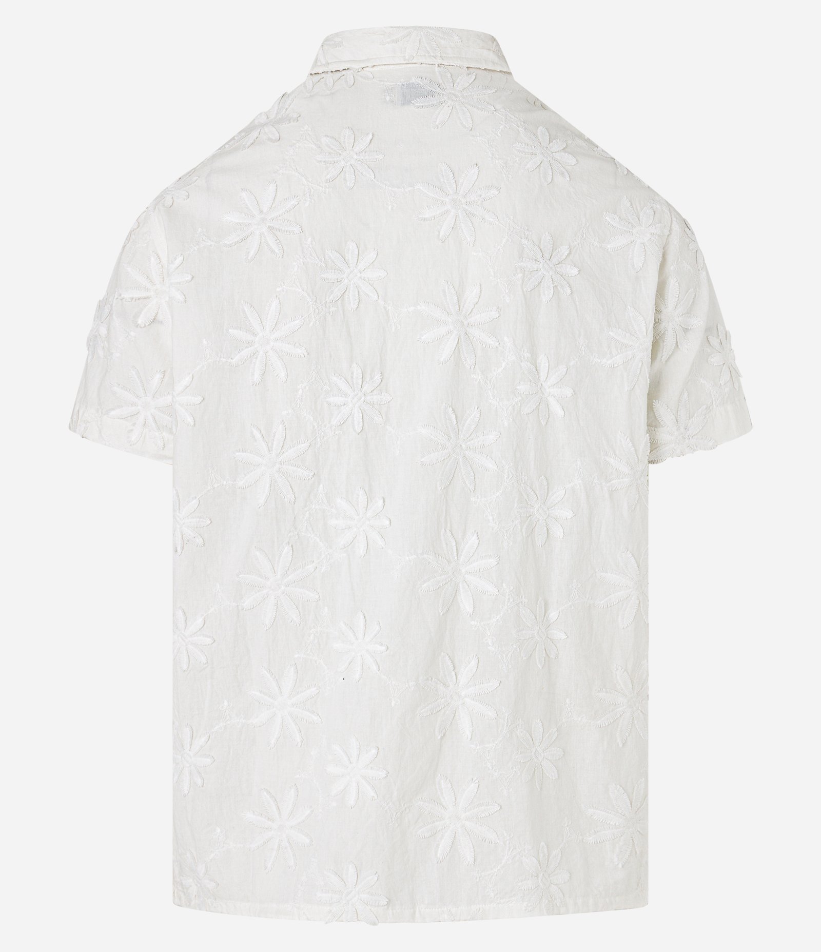 Camisa Comfort em Algodão com Estampa Bordada de Flores Branco 8