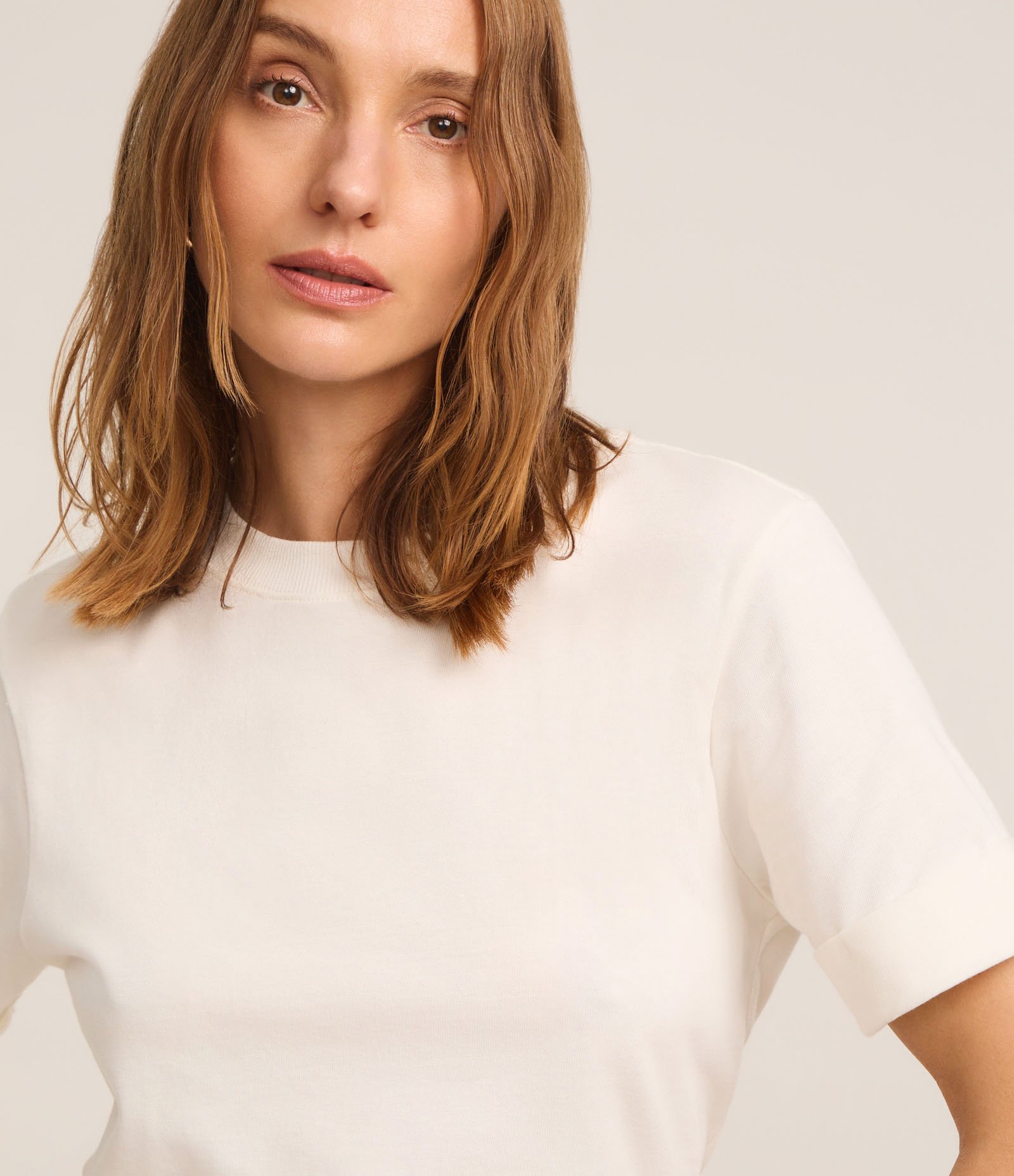 Blusa Alongada em Malhão com Manga Dobrada Branco 3