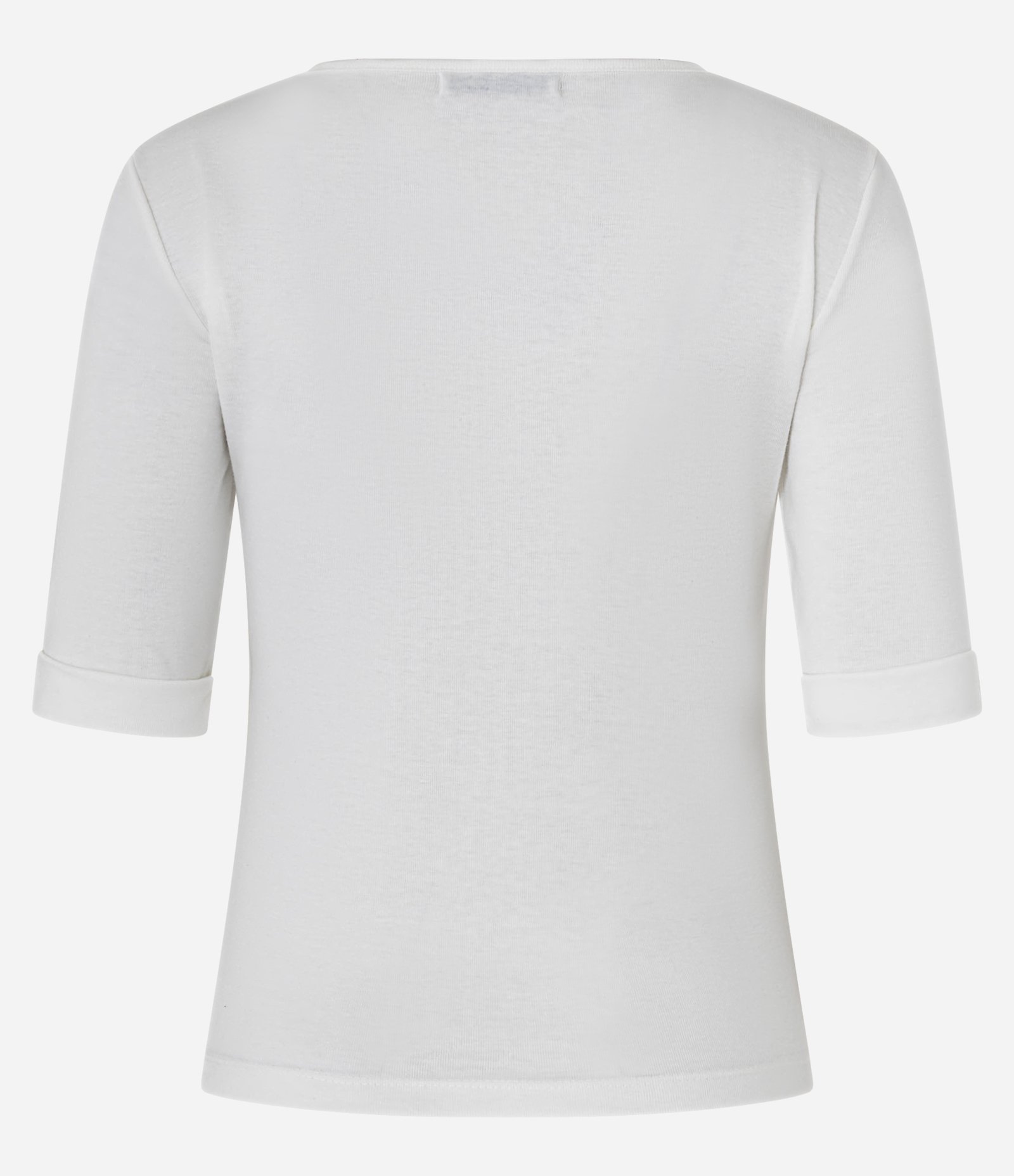 Blusa em Ribana com Decote V e Manga Dobrada Branco 6
