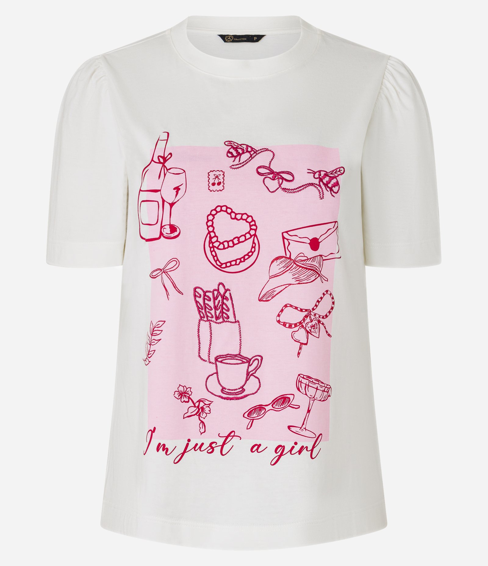 Blusa Slim em Algodão com Estampa Just A Girl e Manga Bufante Branco 5