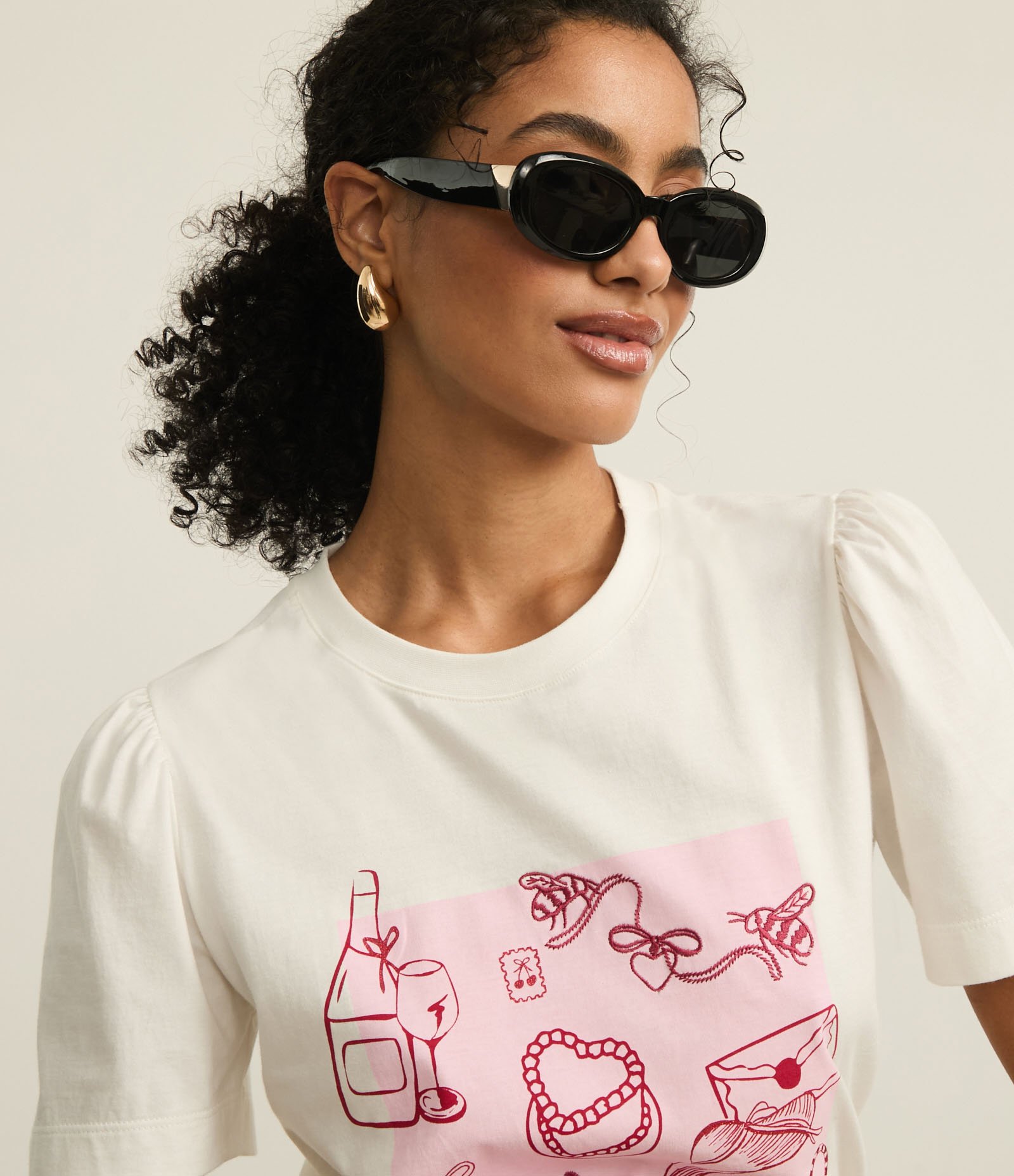 Blusa Slim em Algodão com Estampa Just A Girl e Manga Bufante Branco 3