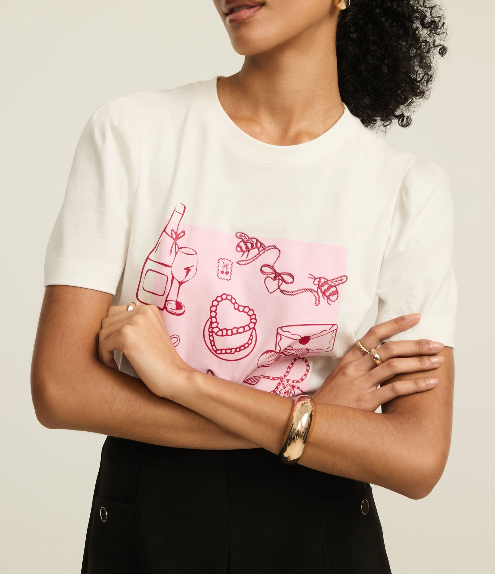 Blusa Slim em Algodão com Estampa Just A Girl e Manga Bufante Branco 4
