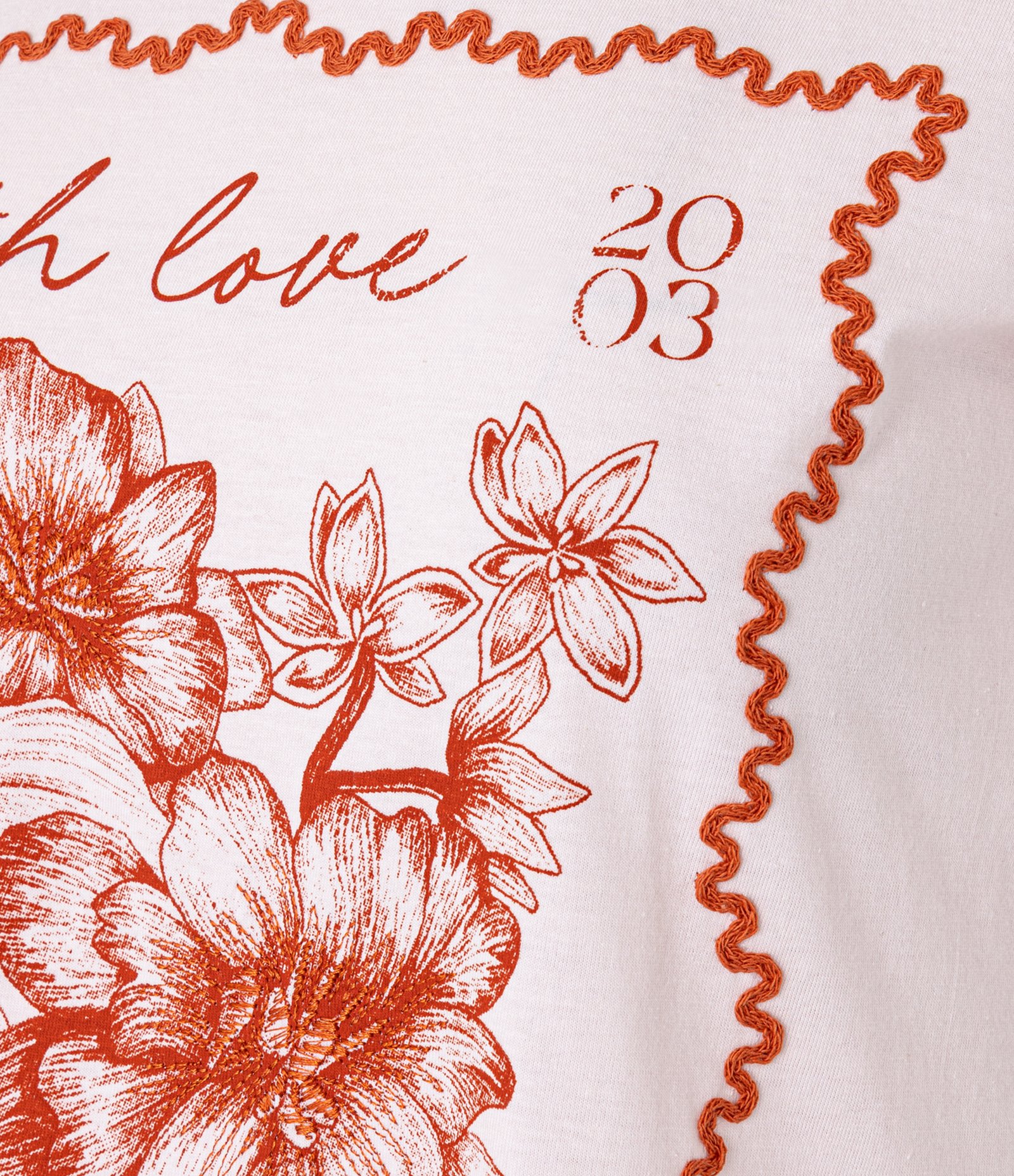 Camiseta T-shirt em Algodão com Moldura e Estampa Floral Barcelona Rosa 7