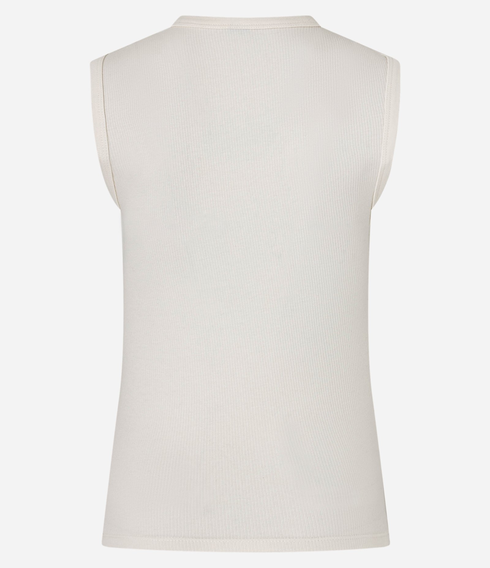 Blusa Canelada em Ribana com Botão e Faixa no Ombro Off White 7