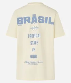 Camiseta T-Shirt Slim com Lettering Brasil Tropical