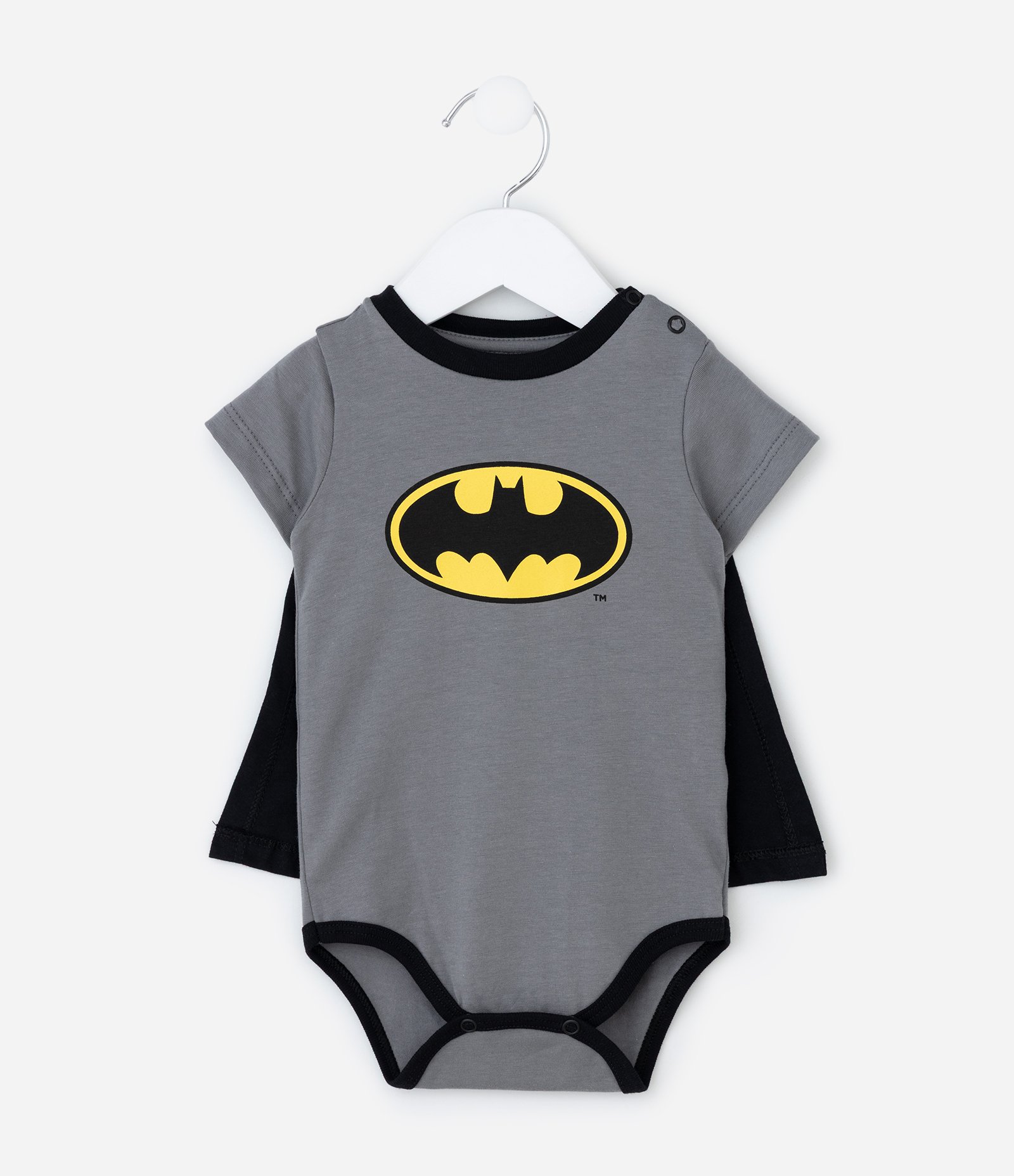Body Infantil com Estampa e Capa do Batman - Tam 0 a 18 meses Cinza 2