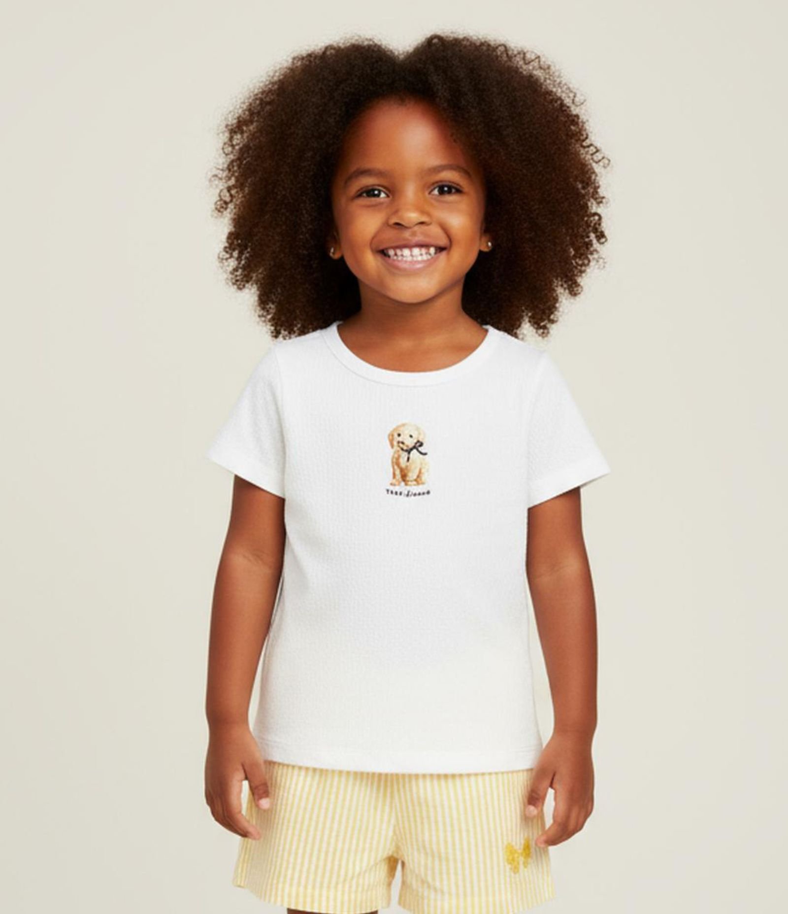Camiseta Infantil com Estampa Cachorrinho - Tam 1 a 6 Anos Branco 1