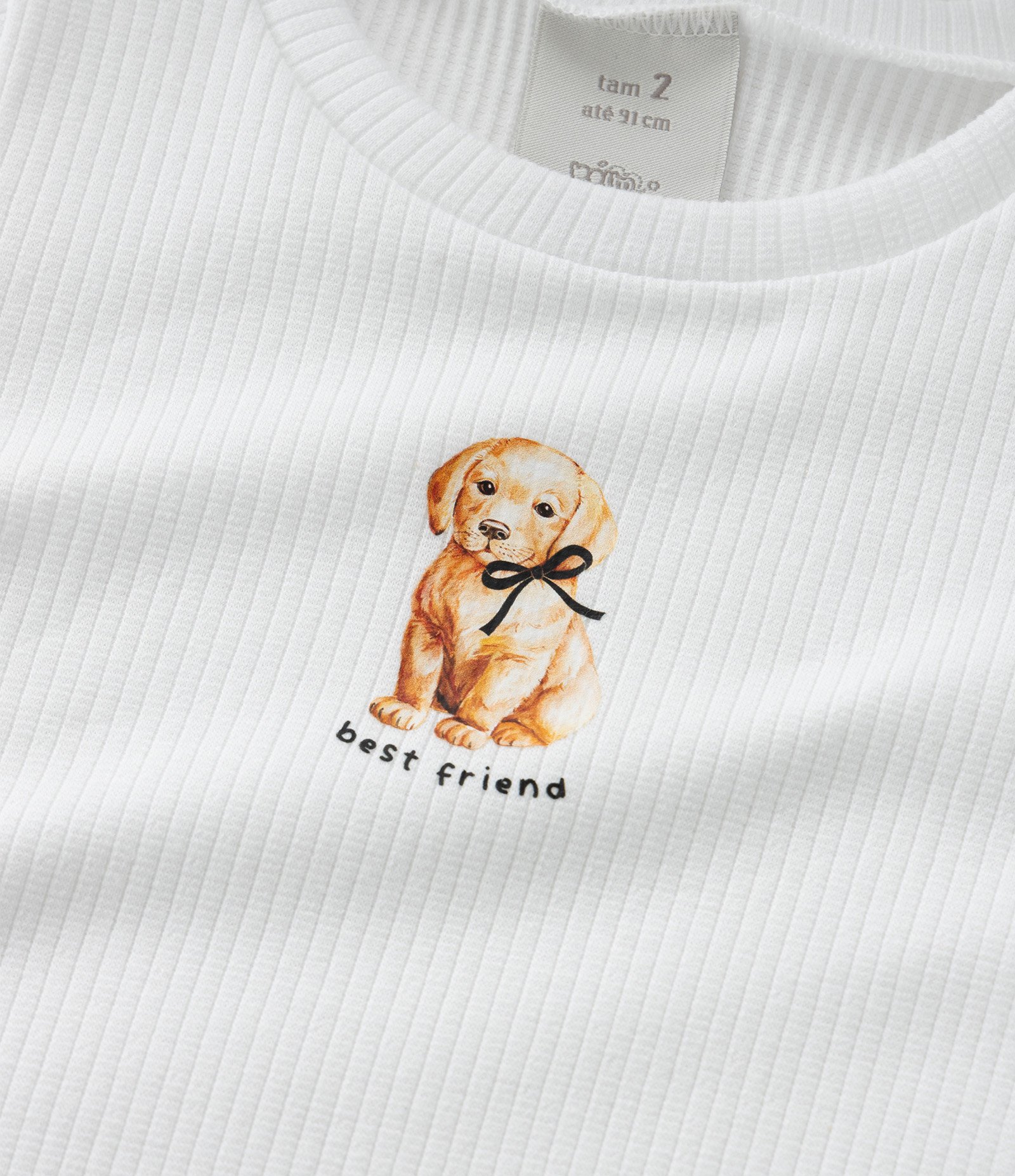 Camiseta Infantil com Estampa Cachorrinho - Tam 1 a 6 Anos Branco 5