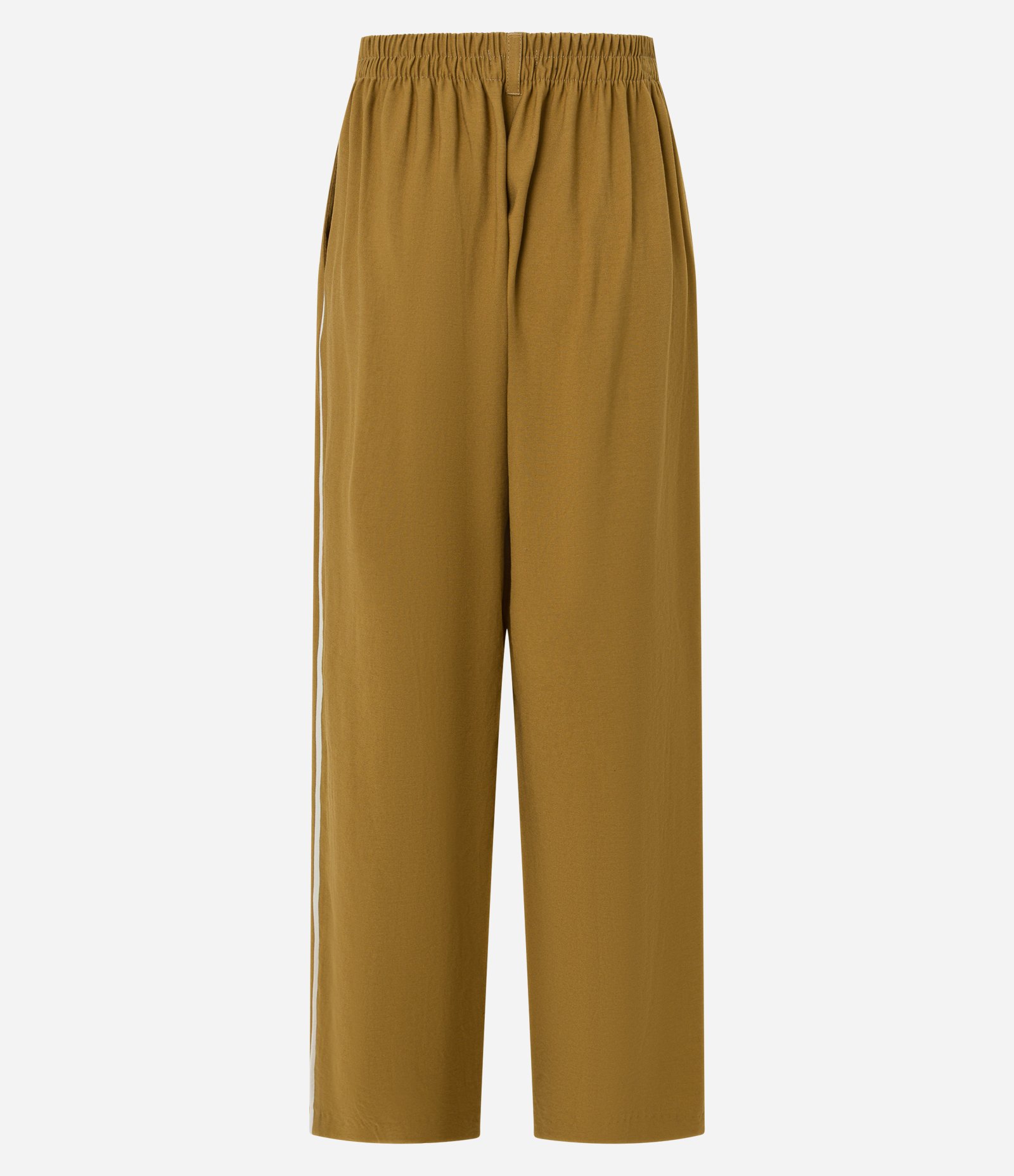 Calça Wide Leg Alfaiatada em Viscose com Listras Contrastantes Dourado 7