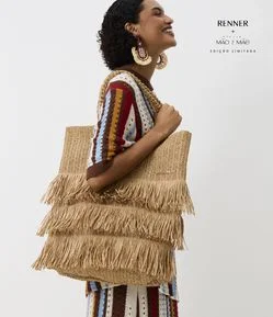 Bolsa de Praia de Palha com Franjas