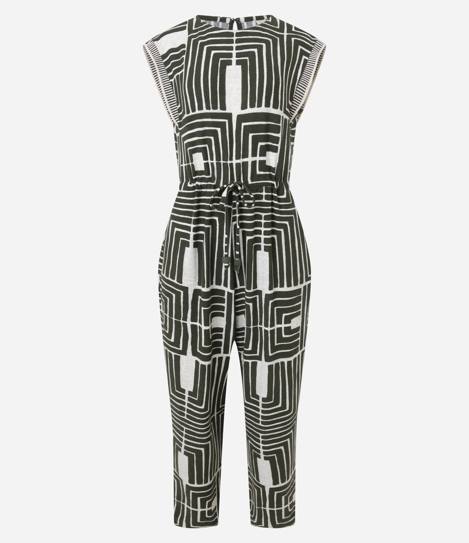 Macacão Longo em Viscose Texturizada com Estampa Geométrica Verde 5