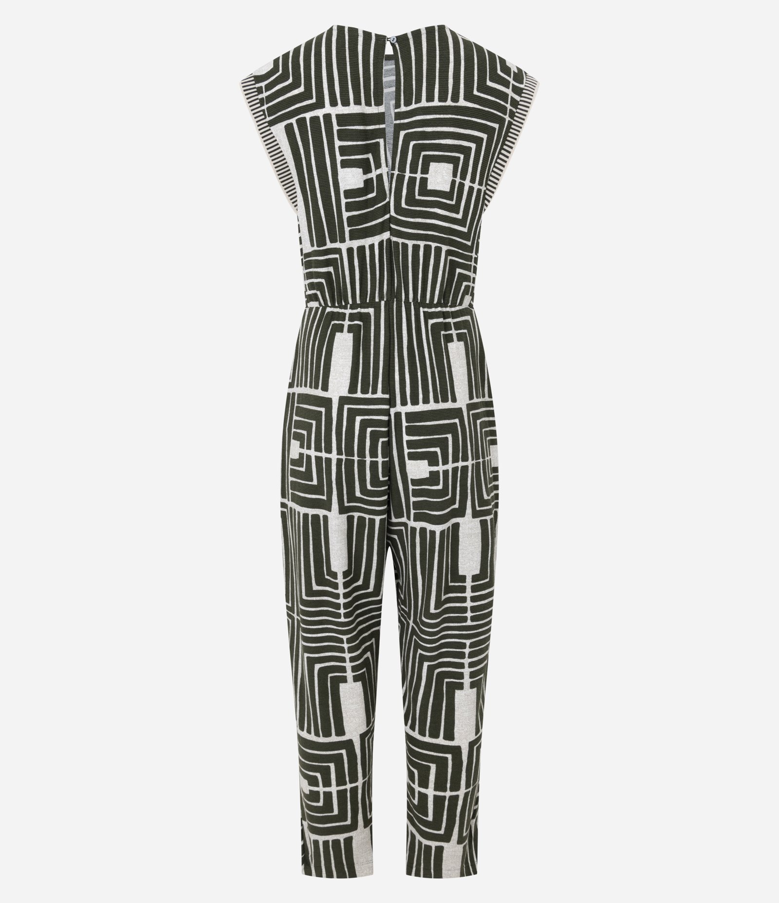 Macacão Longo em Viscose Texturizada com Estampa Geométrica Verde 7